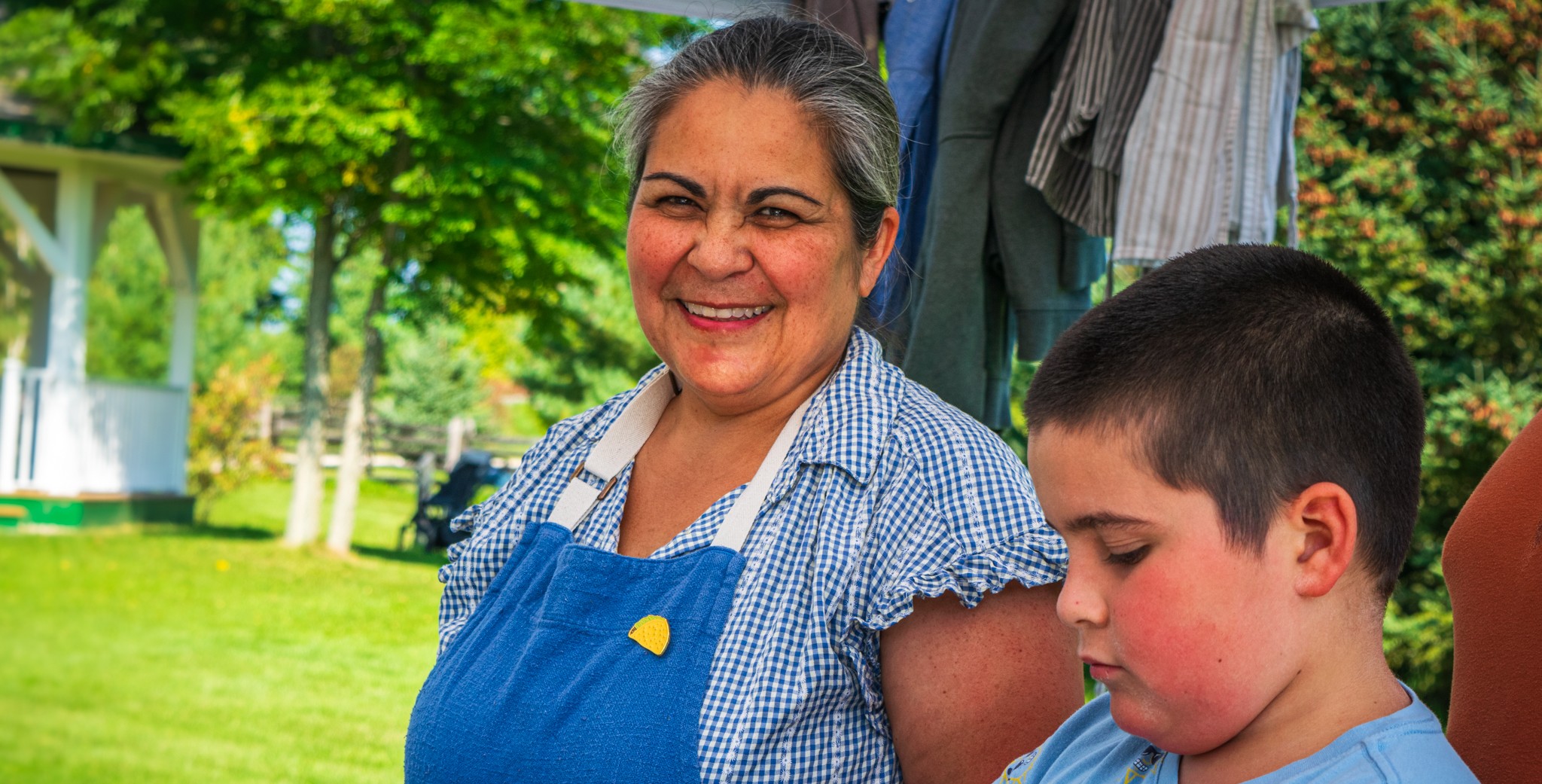 Mother and son at an event