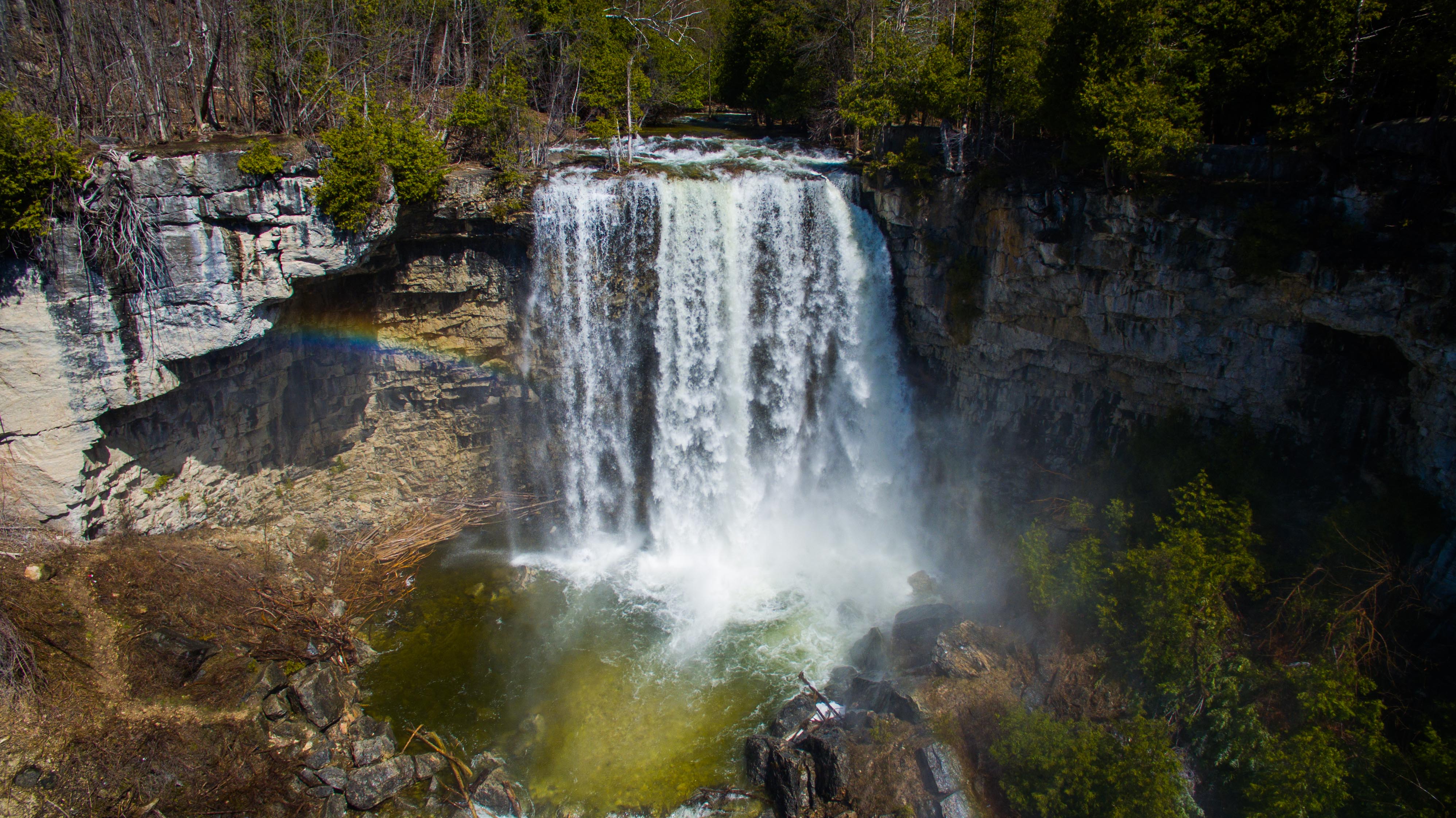 A rushing waterfall