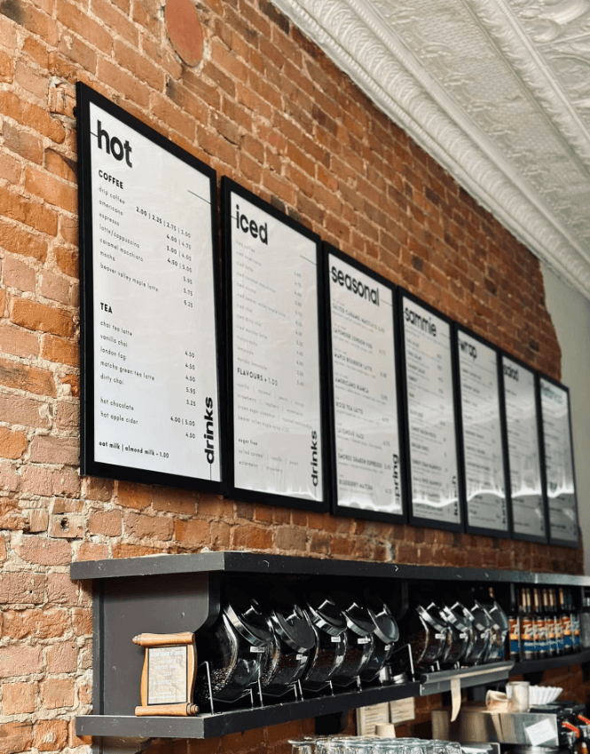 Menus at McGinty’s Café 