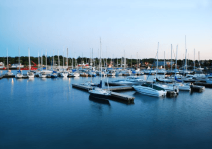 Boats sitting in harbour